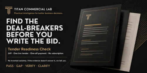 Titan Commercial Lab Tender Readiness Check — find the deal-breakers before you write the bid